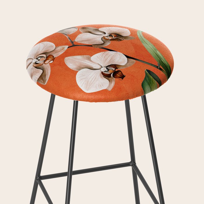 White Orchid Floral Art 3  Stool Gallery Image 2