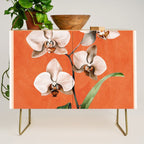 White Orchid Floral Art 3  Credenza Gallery Image 1
