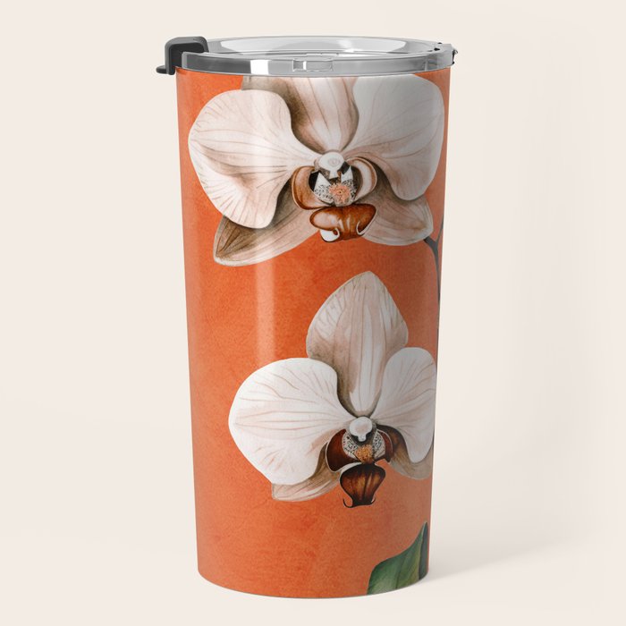 White Orchid Floral Art 3  Travel Mug Gallery Image 3