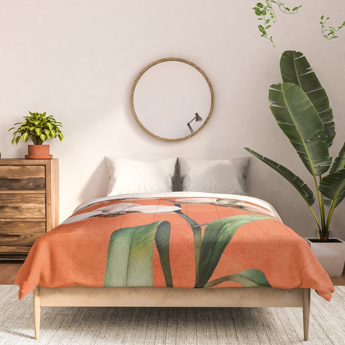 White Orchid Floral Art 3  Comforter Gallery Image 3