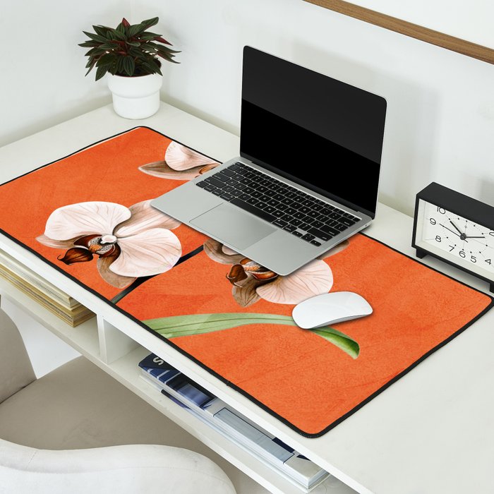 White Orchid Floral Art 3  Desk Mat Gallery Image 2