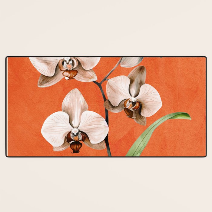 White Orchid Floral Art 3  Desk Mat Gallery Image 3