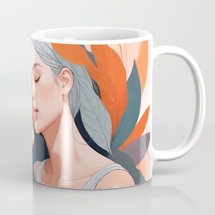 Closeness, Two Women Feminism Painting, Youth Friendship Companion LGBTQ, Lovers Couple Coral Spring Coffee Mug Gallery Image 1