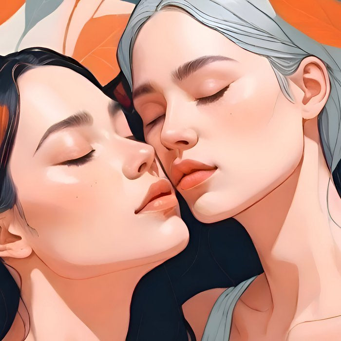Closeness, Two Women Feminism Painting, Youth Friendship Companion LGBTQ, Lovers Couple Coral Spring Coffee Mug Gallery Image 2