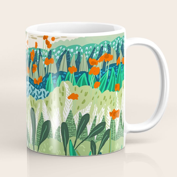 Solo Walk, Nature Jungle Forest Tropical Colorful Vibrant Bortanical Illustration Painting Coffee Mug Gallery Image 1
