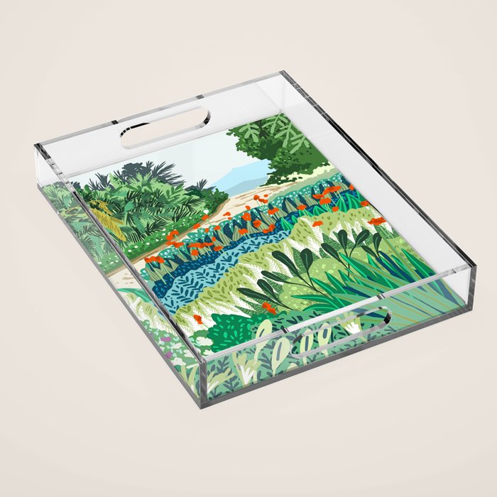 Solo Walk, Nature Jungle Forest Tropical Colorful Vibrant Bortanical Illustration Painting Acrylic Tray Gallery Image 1