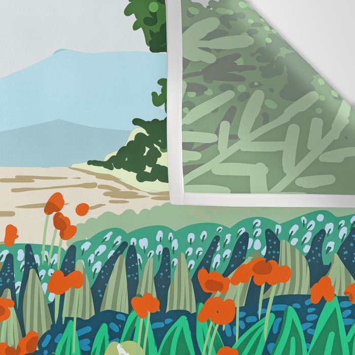 Solo Walk, Nature Jungle Forest Tropical Colorful Vibrant Bortanical Illustration Painting Wall Tapestry Gallery Image 3