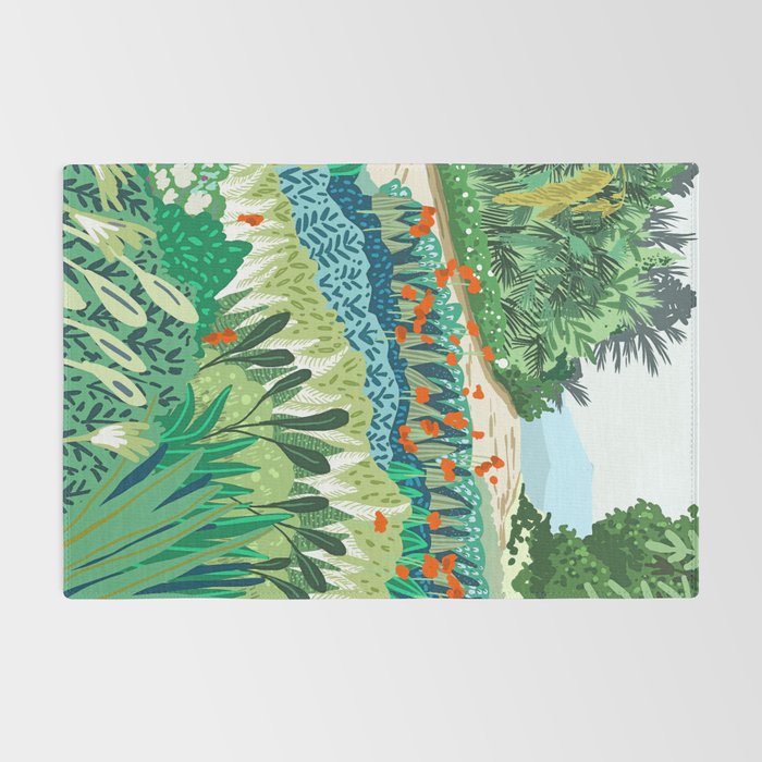 Solo Walk, Nature Jungle Forest Tropical Colorful Vibrant Bortanical Illustration Painting Rug Gallery Image 2