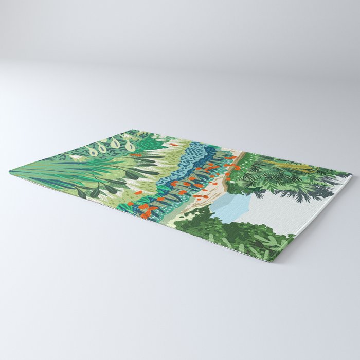 Solo Walk, Nature Jungle Forest Tropical Colorful Vibrant Bortanical Illustration Painting Rug Gallery Image 3