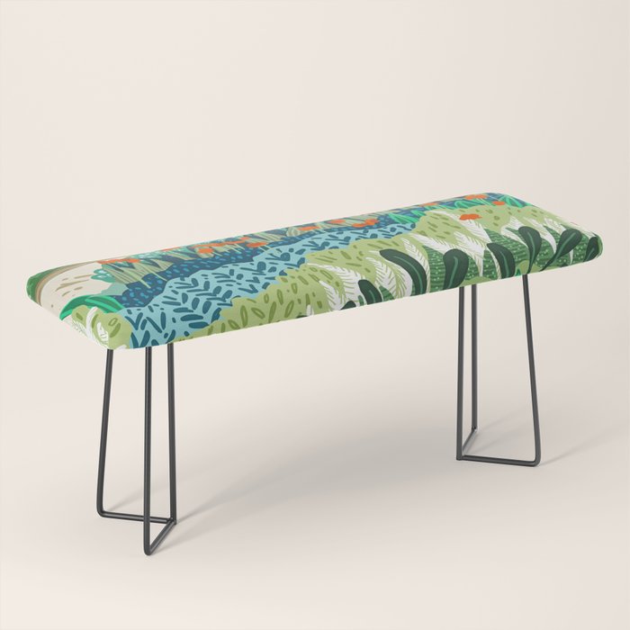 Solo Walk, Nature Jungle Forest Tropical Colorful Vibrant Bortanical Illustration Painting Bench Gallery Image 1