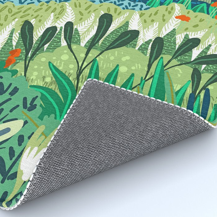 Solo Walk, Nature Jungle Forest Tropical Colorful Vibrant Bortanical Illustration Painting Rug Gallery Image 4