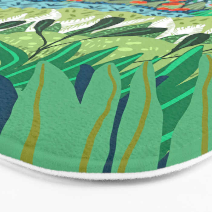 Solo Walk, Nature Jungle Forest Tropical Colorful Vibrant Bortanical Illustration Painting Bath Mat Gallery Image 3