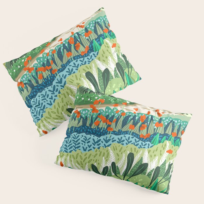Solo Walk, Nature Jungle Forest Tropical Colorful Vibrant Bortanical Illustration Painting Pillow Sham Gallery Image 1