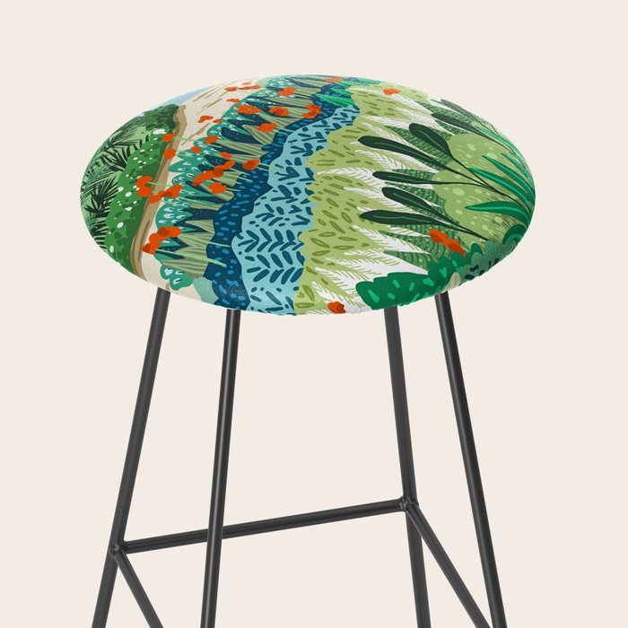 Solo Walk, Nature Jungle Forest Tropical Colorful Vibrant Bortanical Illustration Painting Stool Gallery Image 2