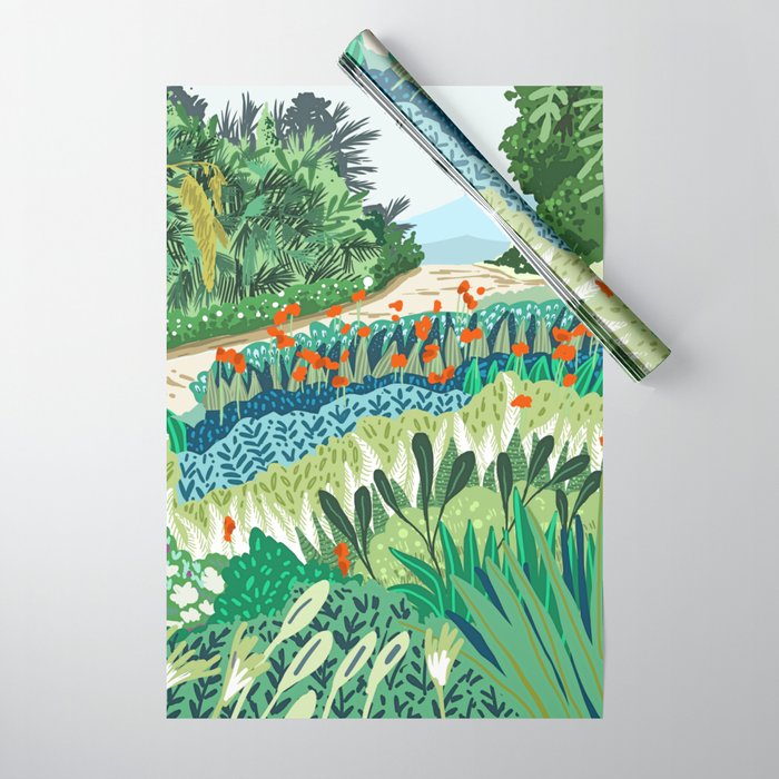 Solo Walk, Nature Jungle Forest Tropical Colorful Vibrant Bortanical Illustration Painting Wrapping Paper Gallery Image 1