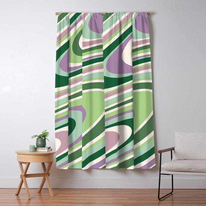 Liquid Swirl Groovy Ripple Retro 60s & 70s Pattern II Window Curtain Gallery Image 5