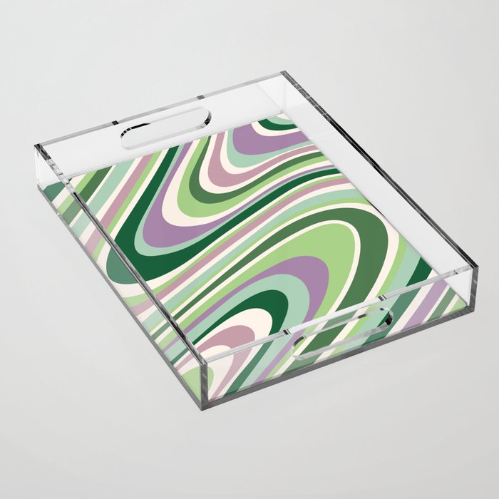Liquid Swirl Groovy Ripple Retro 60s & 70s Pattern II Acrylic Tray Gallery Image 1
