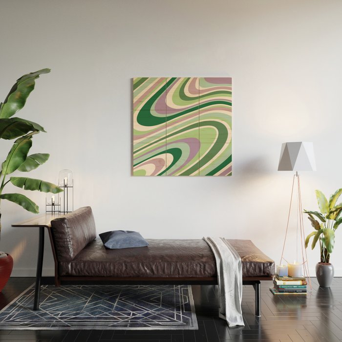 Liquid Swirl Groovy Ripple Retro 60s & 70s Pattern II Wood Wall Art Gallery Image 2