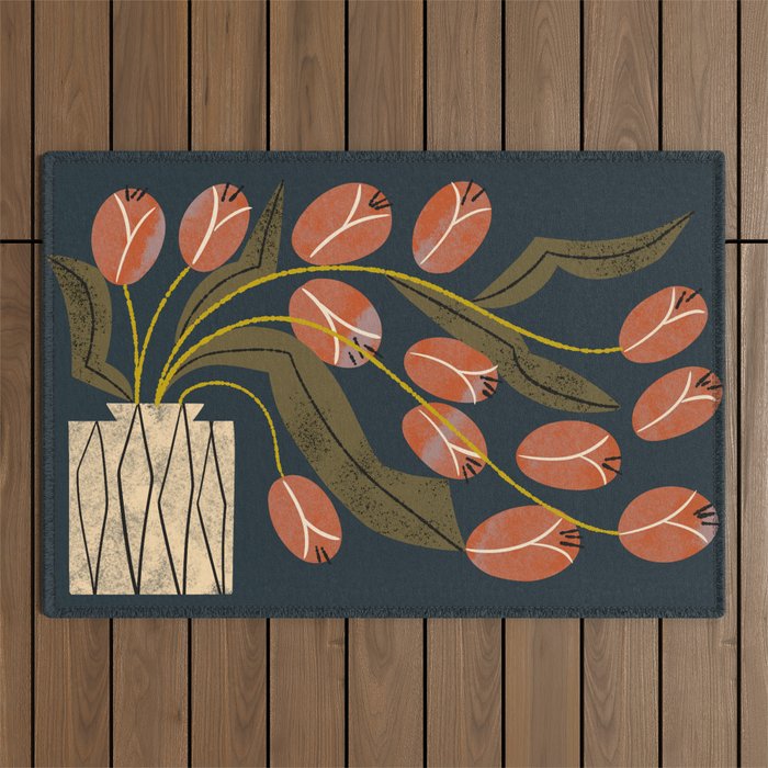 Spilling Red Tulips Outdoor Rug Gallery Image 1
