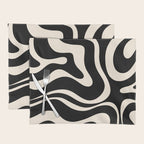 Modern Liquid Swirl Abstract Pattern Square in Black and Almond Cream  Placemat Gallery Image 1