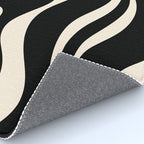 Modern Liquid Swirl Abstract Pattern Square in Black and Almond Cream  Rug Gallery Image 4