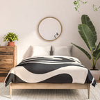 Modern Liquid Swirl Abstract Pattern Square in Black and Almond Cream  Comforter Gallery Image 3