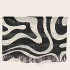 Modern Liquid Swirl Abstract Pattern Square in Black and Almond Cream  Wall Hanging Gallery Image 1