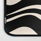 Modern Liquid Swirl Abstract Pattern Square in Black and Almond Cream  Laptop Sleeve Gallery Image 3