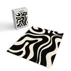 Modern Liquid Swirl Abstract Pattern Square in Black and Almond Cream  Jigsaw Puzzle Gallery Image 2