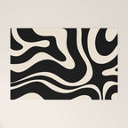 Modern Liquid Swirl Abstract Pattern Square in Black and Almond Cream  Welcome Mat Gallery Image 1