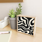 Modern Liquid Swirl Abstract Pattern Square in Black and Almond Cream  Mini Art Print Gallery Image 2