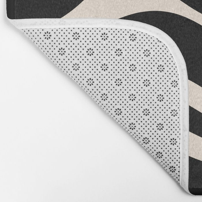 Modern Liquid Swirl Abstract Pattern Square in Black and Almond Cream  Bath Mat Gallery Image 2