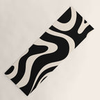 Modern Liquid Swirl Abstract Pattern Square in Black and Almond Cream  Yoga Mat Gallery Image 1