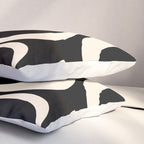 Modern Liquid Swirl Abstract Pattern Square in Black and Almond Cream  Pillow Sham Gallery Image 3