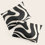 Modern Liquid Swirl Abstract Pattern Square in Black and Almond Cream  Pillow Sham Gallery Image 3