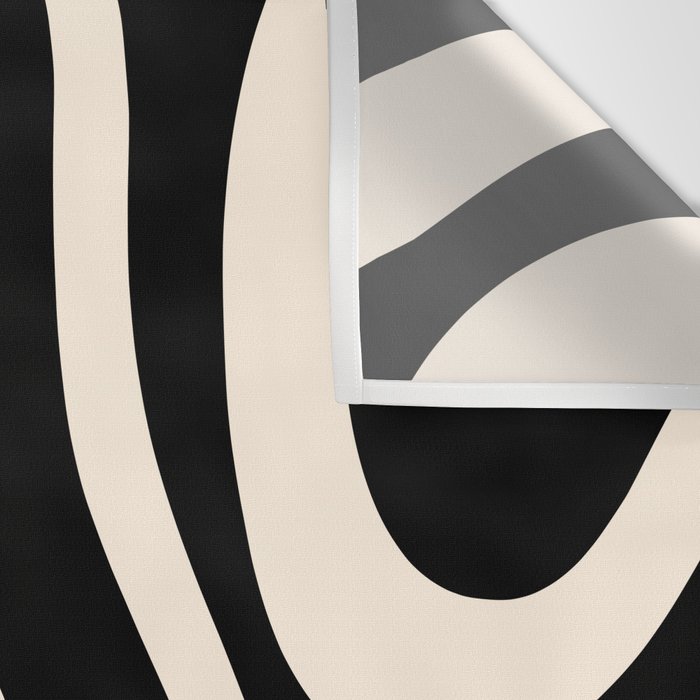 Modern Liquid Swirl Abstract Pattern Square in Black and Almond Cream  Wall Tapestry Gallery Image 3