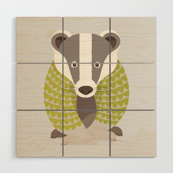 Whimsical Badger Wood Wall Art Gallery Image 1