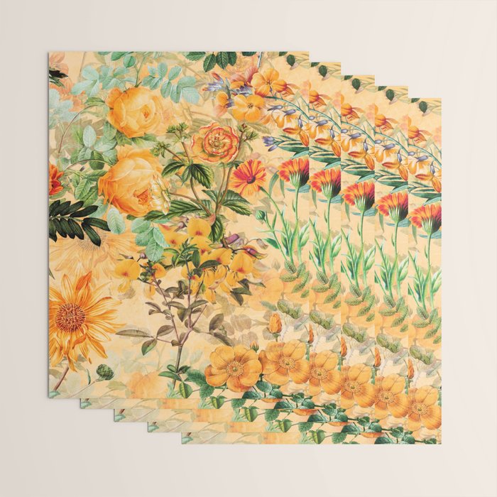 Vintage & Shabby Chic -  Sunny Gold Botanical Flowers Summer Day Wrapping Paper Gallery Image 3