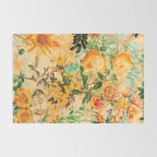 Vintage & Shabby Chic -  Sunny Gold Botanical Flowers Summer Day Rug Gallery Image 2