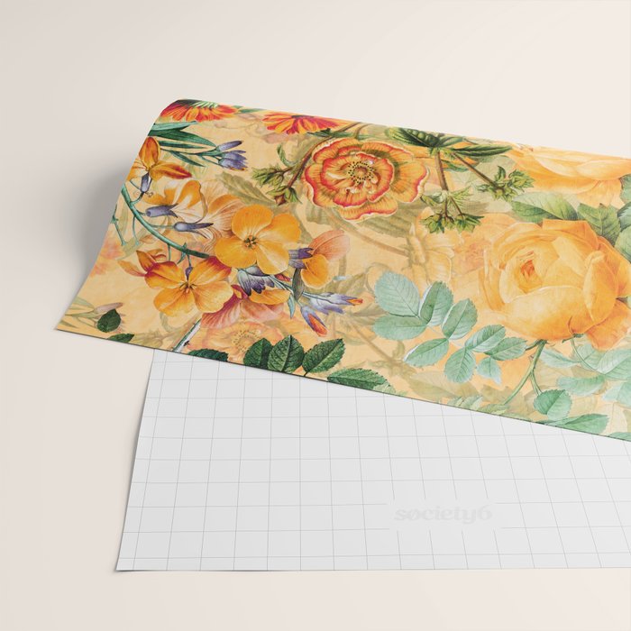 Vintage & Shabby Chic -  Sunny Gold Botanical Flowers Summer Day Wrapping Paper Gallery Image 2