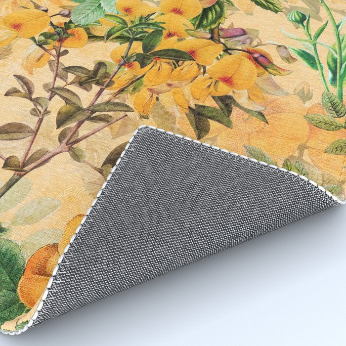 Vintage & Shabby Chic -  Sunny Gold Botanical Flowers Summer Day Rug Gallery Image 4