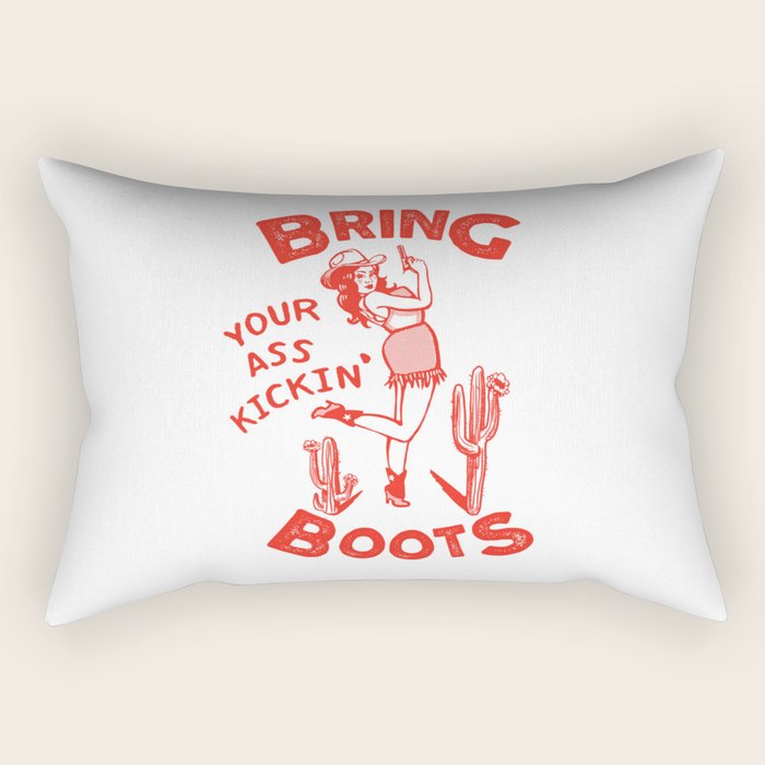 Bring Your Ass Kicking Boots! Cute & Cool Retro Cowgirl Design Rectangular Pillow Gallery Image 1