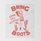Bring Your Ass Kicking Boots! Cute & Cool Retro Cowgirl Design Throw Blanket Gallery Image 2