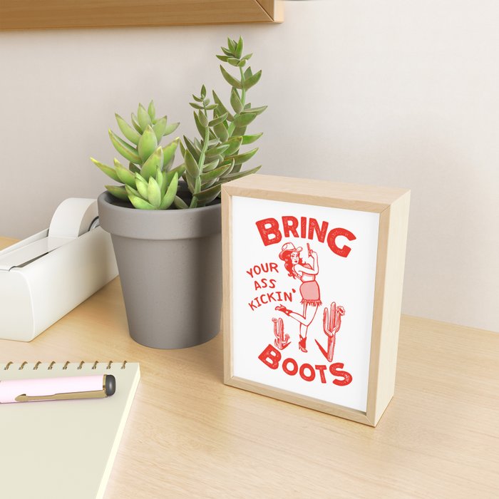 Bring Your Ass Kicking Boots! Cute & Cool Retro Cowgirl Design Mini Art Print Gallery Image 2