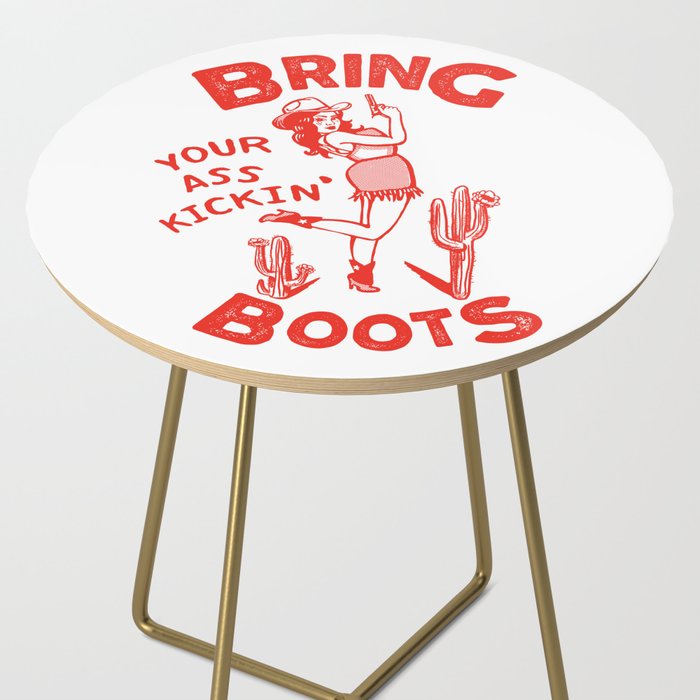 Bring Your Ass Kicking Boots! Cute & Cool Retro Cowgirl Design Side Table Gallery Image 2