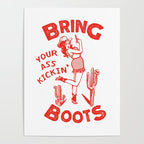 Bring Your Ass Kicking Boots! Cute & Cool Retro Cowgirl Design Poster Gallery Image 4