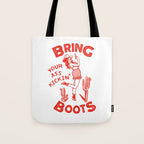 Bring Your Ass Kicking Boots! Cute & Cool Retro Cowgirl Design Tote Bag Gallery Image 1