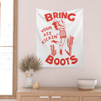 Bring Your Ass Kicking Boots! Cute & Cool Retro Cowgirl Design Wall Tapestry Gallery Image 2