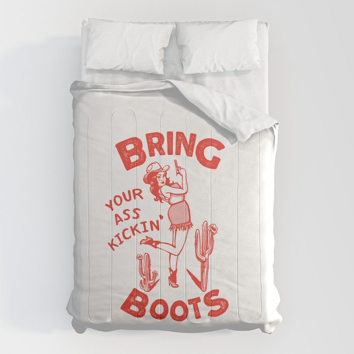 Bring Your Ass Kicking Boots! Cute & Cool Retro Cowgirl Design Comforter Gallery Image 6