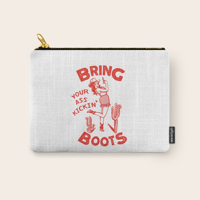 Bring Your Ass Kicking Boots! Cute & Cool Retro Cowgirl Design Carry All Pouch Gallery Image 1